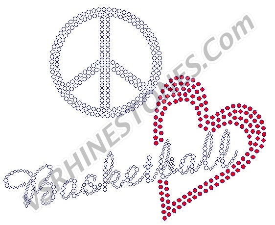 Peace Love Basketball - Red Heart Rhinestone Transfer